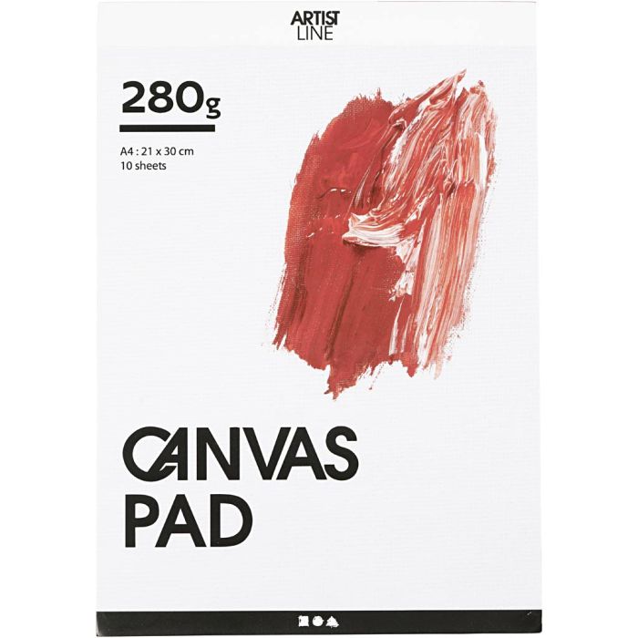 Leinwand-Block, A4, Blatt 210x297 mm, 280 g, Weiß, 10 Bl./ 1 Stk