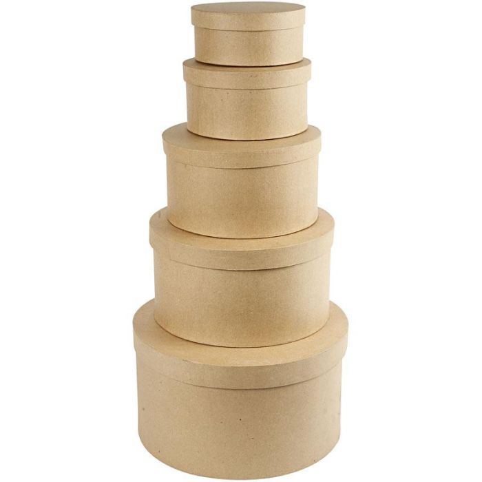 Hutschachtel-Set, rund, H 8+10+13+15+19 cm, D 16,5+18,5+24+28,5+35,5 cm, 5 Stk/ 1 Set