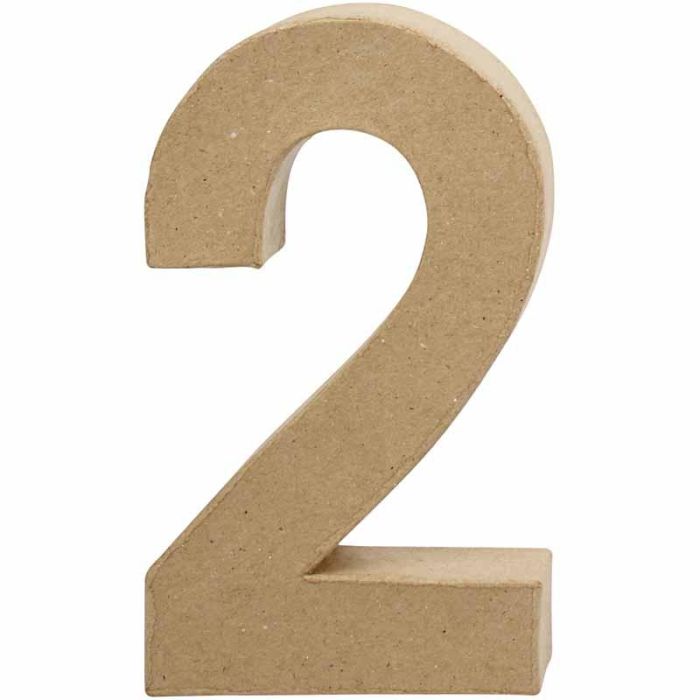 Zahl, 2, H 20,5 cm, B 12 cm, Dicke 2,5 cm, 1 Stk