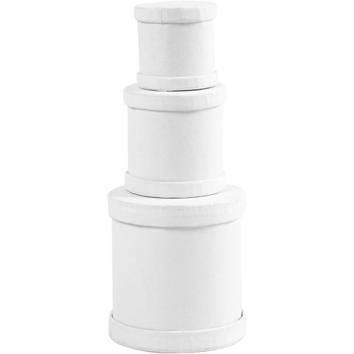 Trommel-Dosen, Größe 4x4 + 5x5 + 6,5x7 cm, Weiß, 1 Set