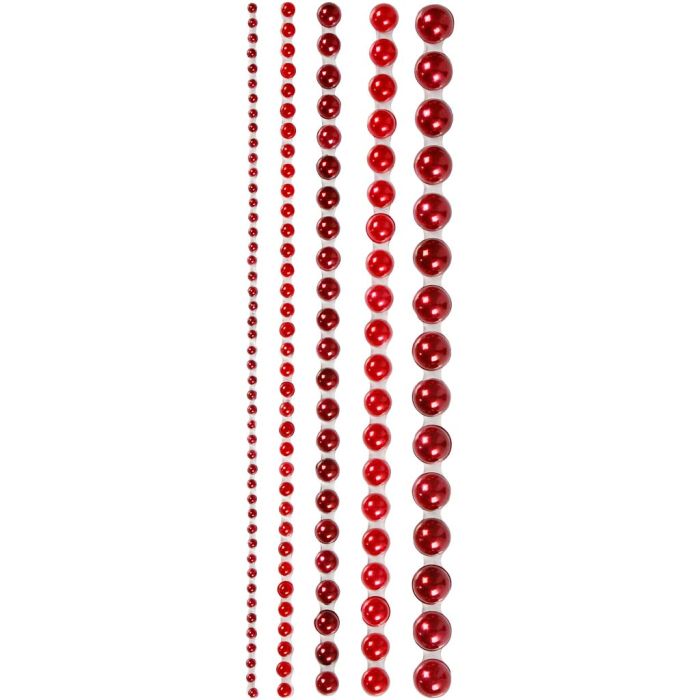 Halbperlen, Größe 2-8 mm, Rot, 140 Stk/ 1 Pck