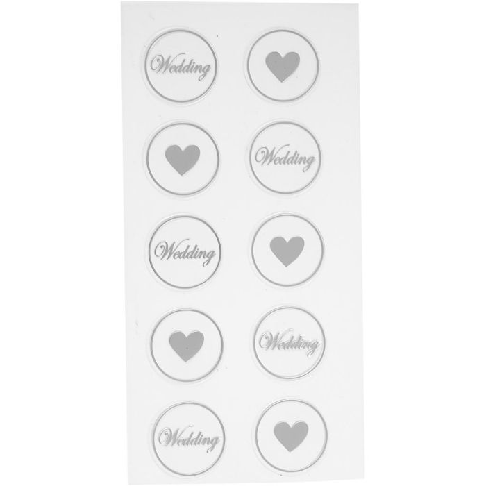 Sticker, Herz-Hochzeit, D 25 mm, Blatt 7,8x15,5 cm, Schwarz, 2 Bl. sort./ 1 Pck