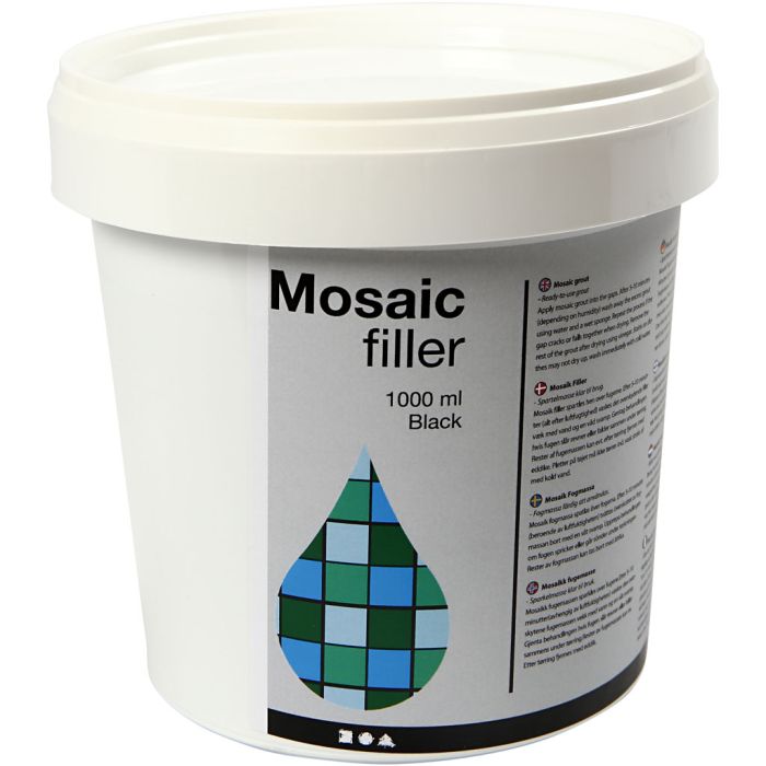 Mosaik-Fugenmasse, Schwarz, 1000 ml/ 1 Eimer