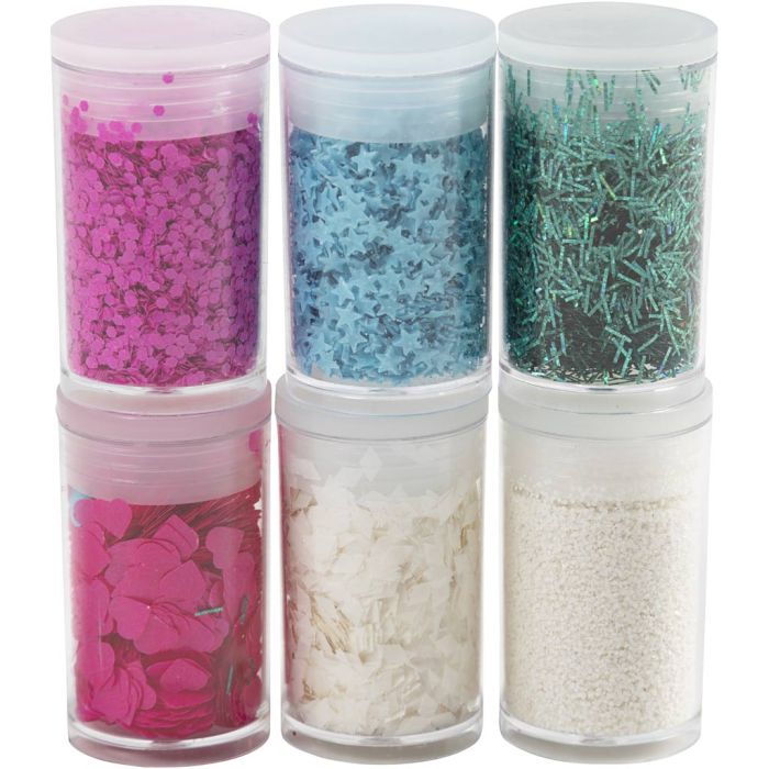 Biologisch abbaubarer Sparkles & Pailletten, Pastellfarben, 6x7 ml/ 1 Pck