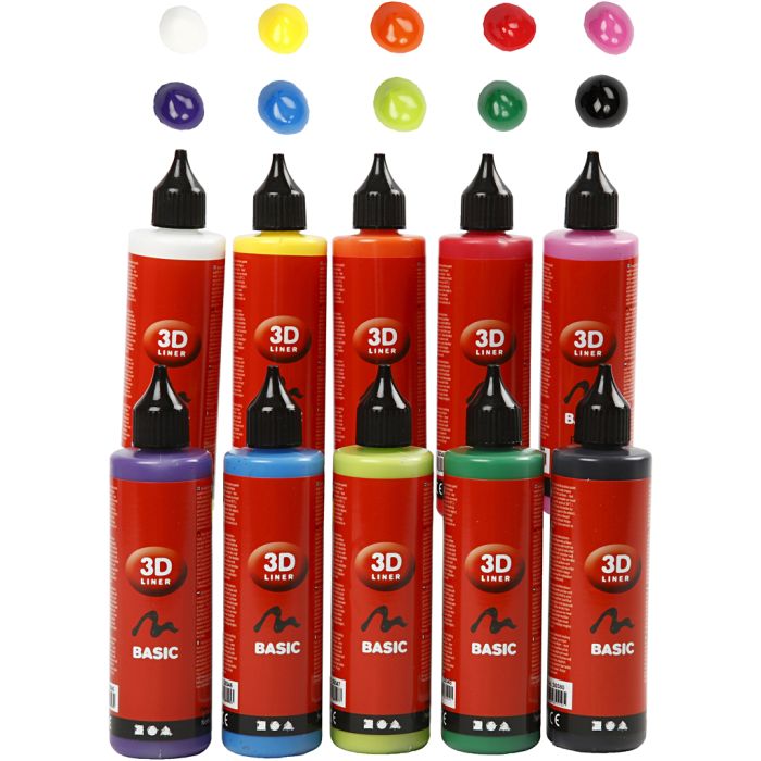 3D Liner, Deckend, Sortierte Farben, 1000 ml, 10x100 ml/ 1 Pck