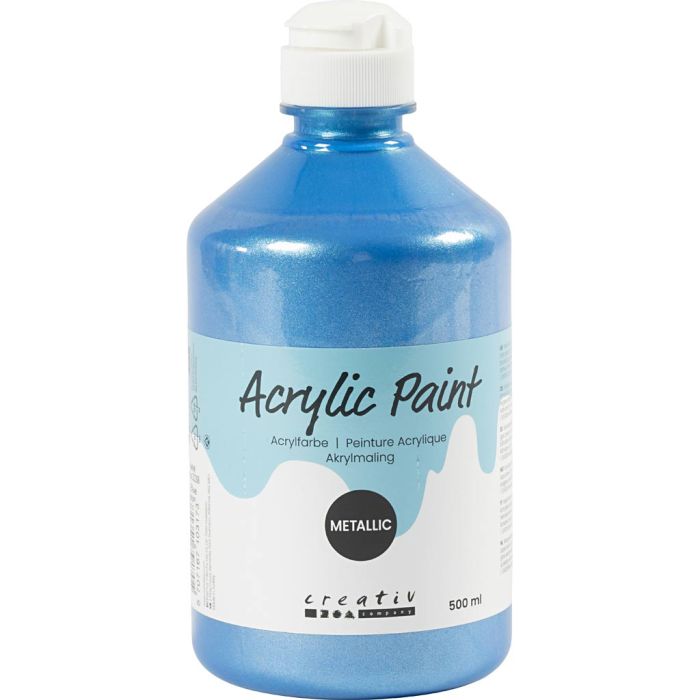 Metallic-Acrylfarbe, Blau, 500 ml/ 1 Fl.