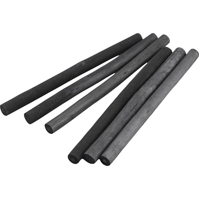 Kohlestifte, L 115 mm, D 10 mm, hart,weich, 3x2 Stck., 6 Stk/ 1 Pck