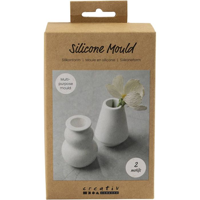 Silikonform, Vase und Kerzenhalter, H 7,5 cm, D 5,5 cm, Matt transparent, 2 Stk/ 1 Pck