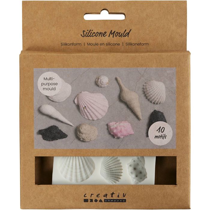Silikonform, Schneckenmuscheln und Muscheln, H 1 cm, L 1-2,8 cm, 1 Stk