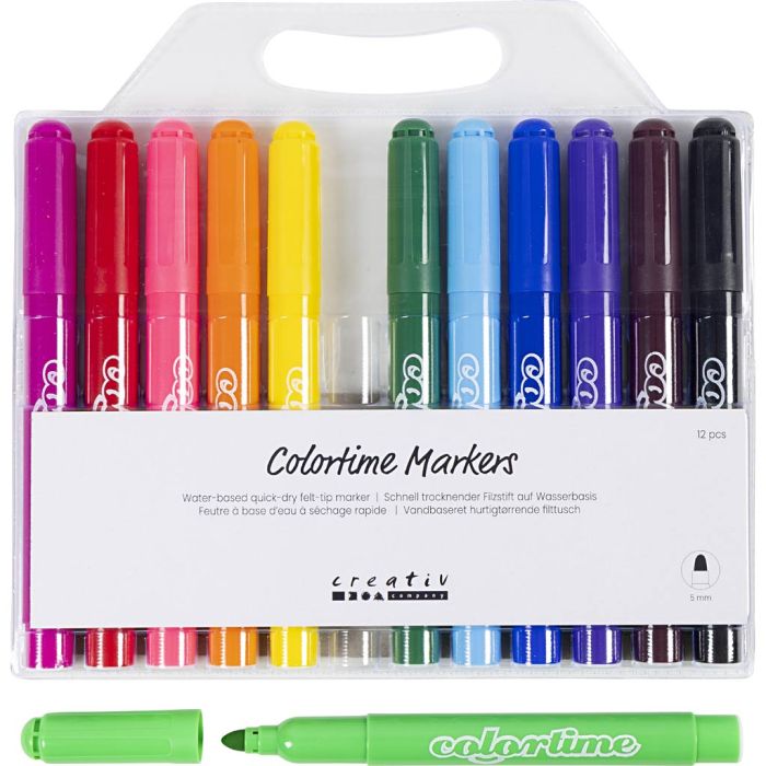 Colortime Marker, Strichstärke 5 mm, Standard-Farben, 12 Stk/ 1 Pck