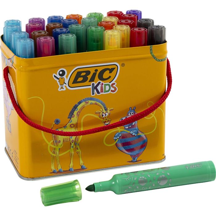 BIC Decoralo Jumbo-Filzstifte, Strichstärke 4 mm, Sortierte Farben, 30 Stk/ 1 Dose