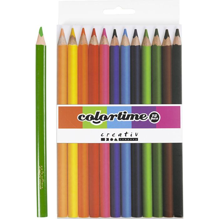 Colortime Buntstifte, L 17,45 cm, Mine 5 mm, JUMBO, Sortierte Farben, 12 Stk/ 1 Pck