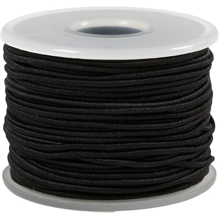 Elastische Schnur, Dicke 1 mm, Schwarz, 25 m/ 1 Rolle