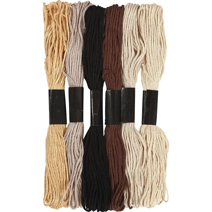 Stickgarn, Dicke 1 mm, Natur, 6 Bündl./ 1 Pck