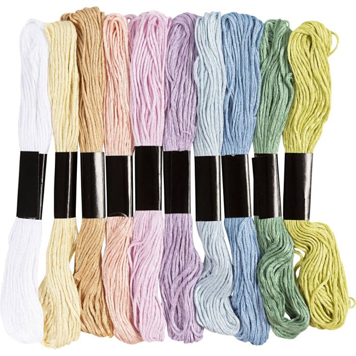 Stickgarn, Dicke 1 mm, Pastellfarben, 10x8 m/ 1 Pck