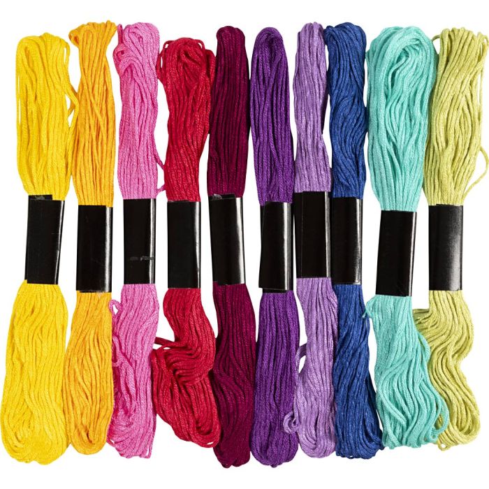Stickgarn, Dicke 1 mm, Sort. Farben, 10x8 m/ 1 Pck