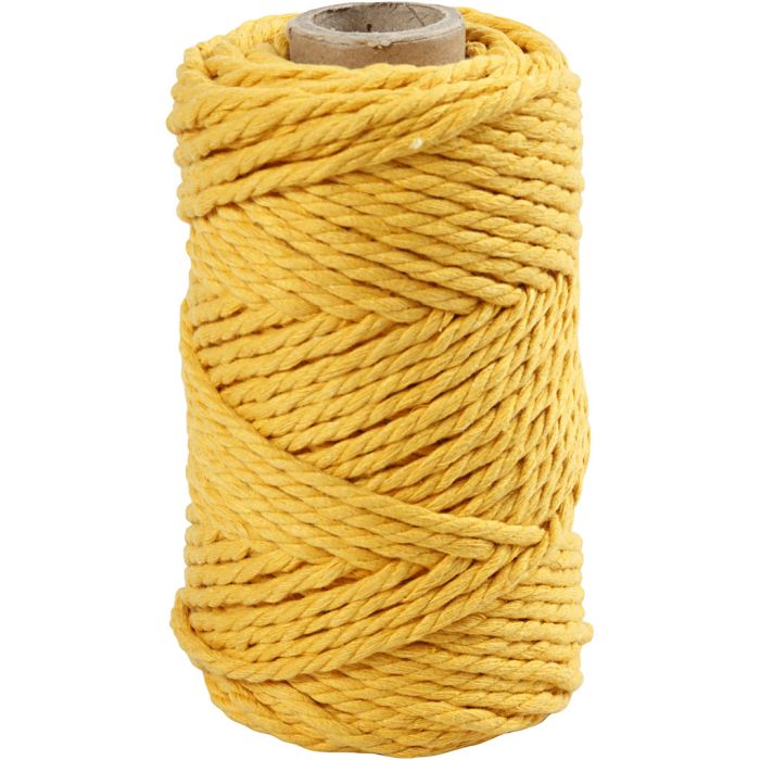 Makramée-Kordel, L 55 m, D 4 mm, Gelb, 330 g/ 1 Rolle
