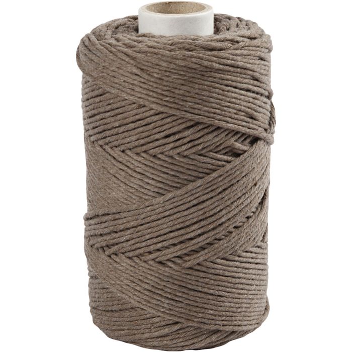 Makramée-Garn, L 198 m, D 2 mm, Hellbraun, 330 g/ 1 Rolle