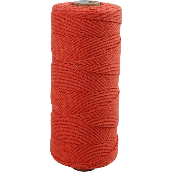Macramé-Kordel, L 315 m, Dicke 1 mm, Dünne Qualität 12/12, Orange, 220 g/ 1 Knäuel