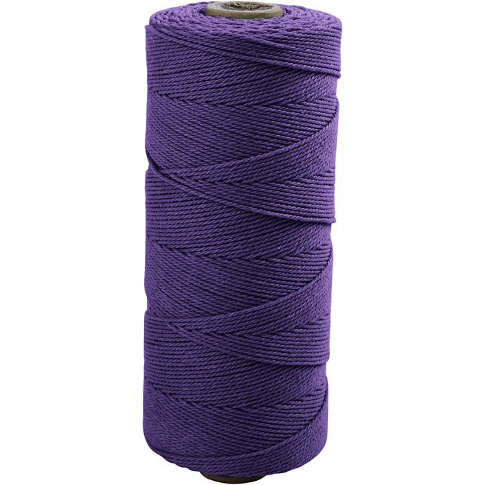 Macramé-Kordel, L 315 m, Dicke 1 mm, Dünne Qualität 12/12, Violett, 220 g/ 1 Knäuel