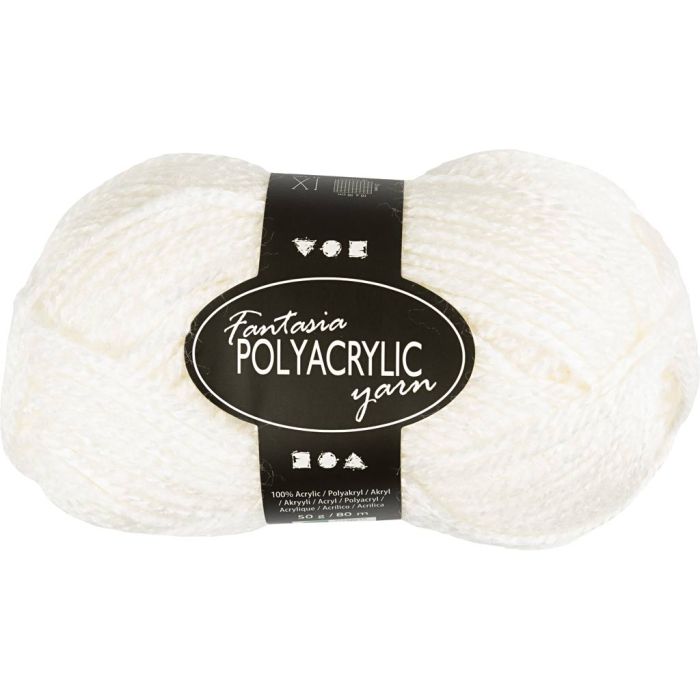 Fantasia Polyacryl Garn, L 80 m, Nadel 4,5-5, Weiß, 50 g/ 1 Knäuel