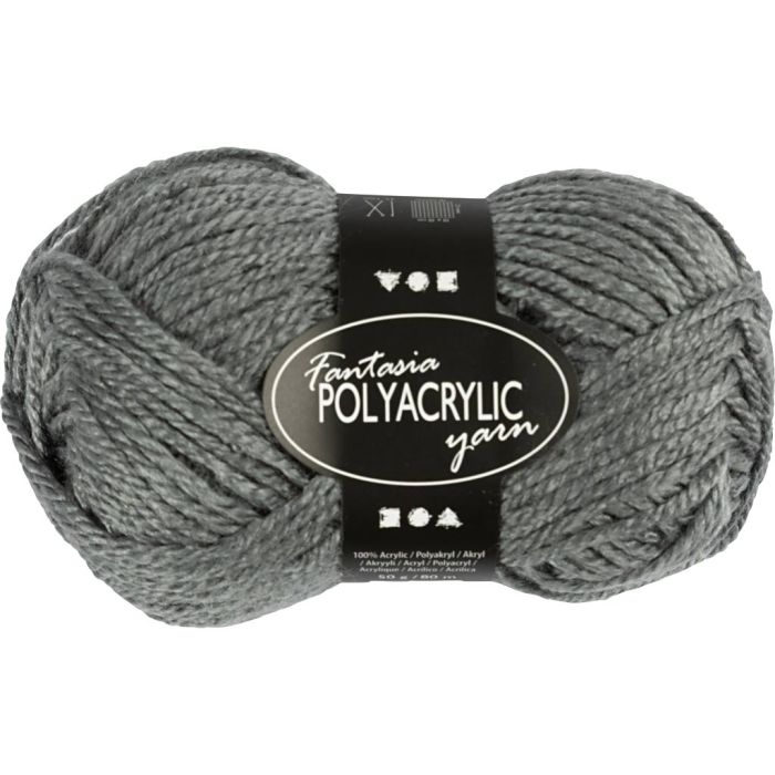 Fantasia Polyacryl Garn, L 80 m, Nadel 4,5-5, Grau, 50 g/ 1 Knäuel