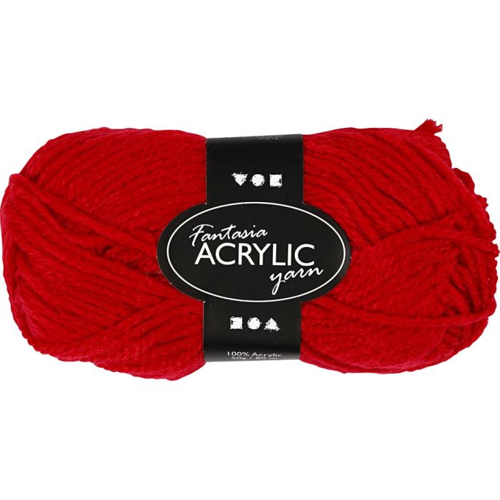 Fantasia Polyacryl Garn, L 80 m, Nadel 4,5-5, Rot, 50 g/ 1 Knäuel