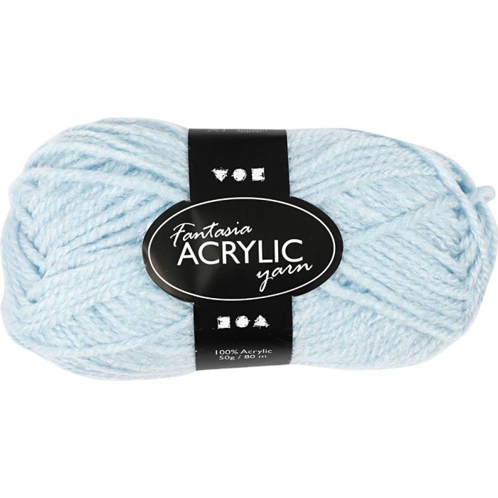 Fantasia Polyacryl Garn, L 80 m, Nadel 4,5-5, Hellblau, 50 g/ 1 Knäuel