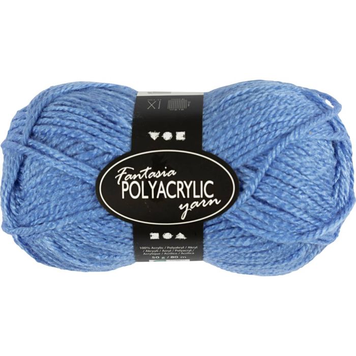 Fantasia Polyacryl Garn, L 80 m, Nadel 4,5-5, Blau, 50 g/ 1 Knäuel