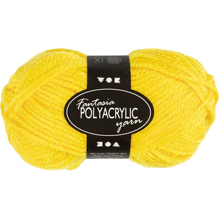 Fantasia Polyacryl Garn, L 80 m, Nadel 4,5-5, Gelb, 50 g/ 1 Knäuel