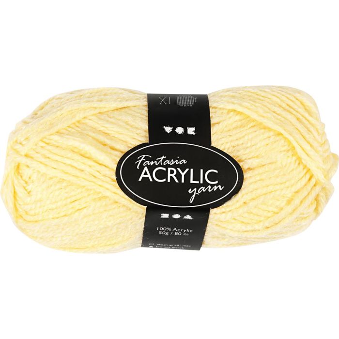 Fantasia Polyacryl Garn, L 80 m, Nadel 4,5-5, Hellgelb, 50 g/ 1 Knäuel