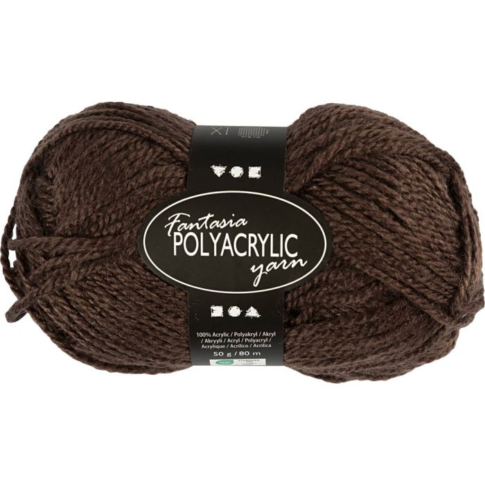 Fantasia Polyacryl Garn, L 80 m, Nadel 4,5-5, Braun, 50 g/ 1 Knäuel