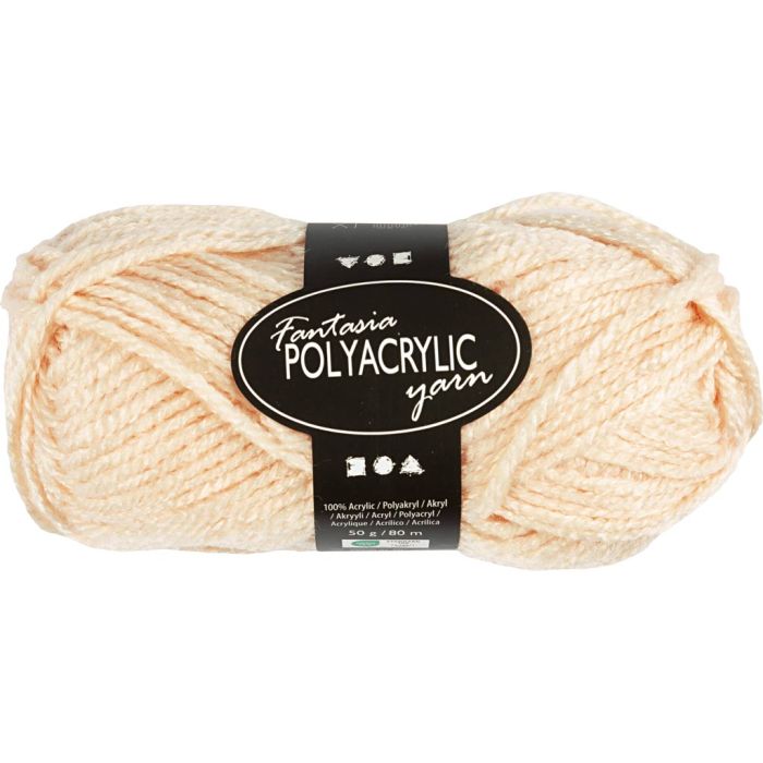 Fantasia Polyacryl Garn, L 80 m, Nadel 4,5-5, Hellbeige, 50 g/ 1 Knäuel
