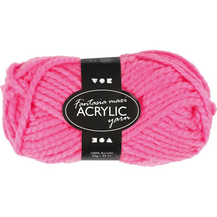 Fantasia Polyacryl-Wolle, L 35 m, Nadel 9-10, Neonpink, 50 g/ 1 Knäuel