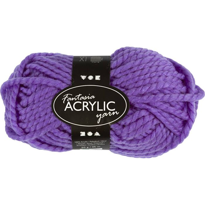 Fantasia Polyacryl-Wolle, L 35 m, Nadel 9-10, Flieder, 50 g/ 1 Knäuel
