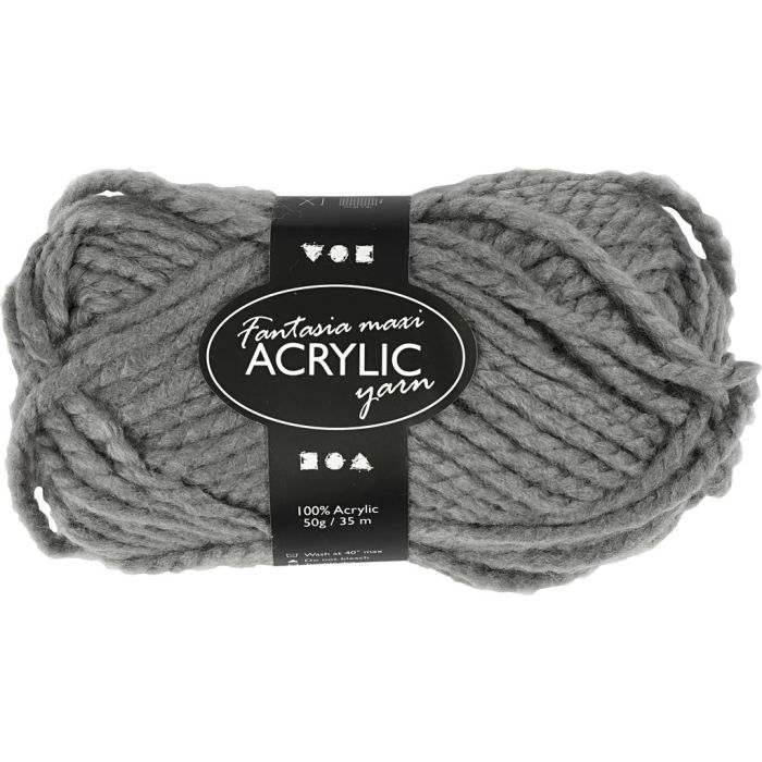 Fantasia Polyacryl-Wolle, L 35 m, Nadel 9-10, Grau, 50 g/ 1 Knäuel