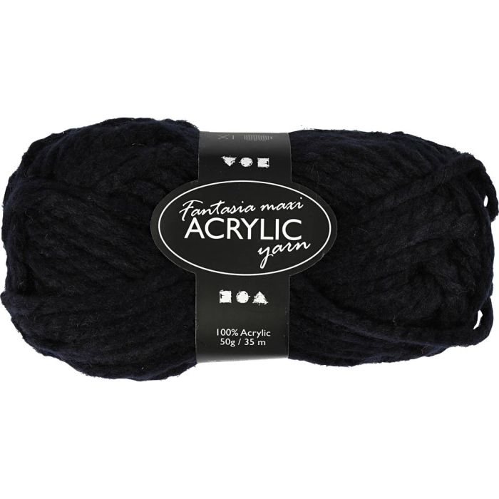 Fantasia Polyacryl-Wolle, L 35 m, Nadel 9-10, Schwarz, 50 g/ 1 Knäuel