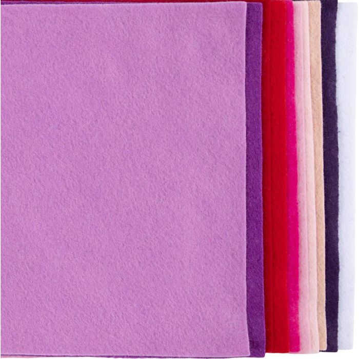 Bastelfilz, A4, Blatt 210x297 mm, Dicke 2 mm, Harmonie in Lila-Pink, 10 Bl./ 1 Pck