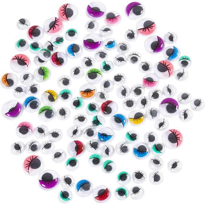 Wackelaugen, mit Wimpern, nicht selbstklebend, D 8-12 mm, 300 sort./ 1 Pck