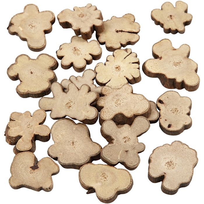 Holzscheiben-Mix, Größe 15-40 mm, Dicke 5 mm, 230 g/ 1 Pck