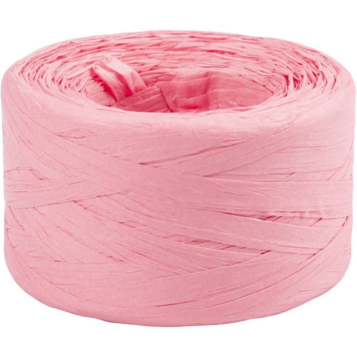 Papierbast (Raffia), B 7-8 mm, Hellrosa, 100 m/ 1 Rolle