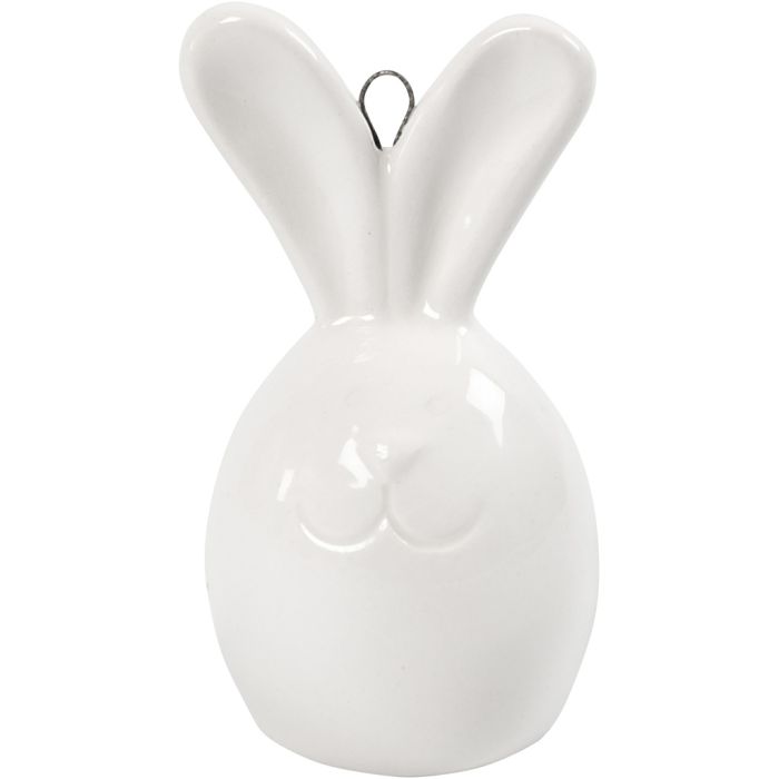 Hase, H 6,7 cm, D 3,6 cm, Weiß, 3 Stk/ 1 Pck