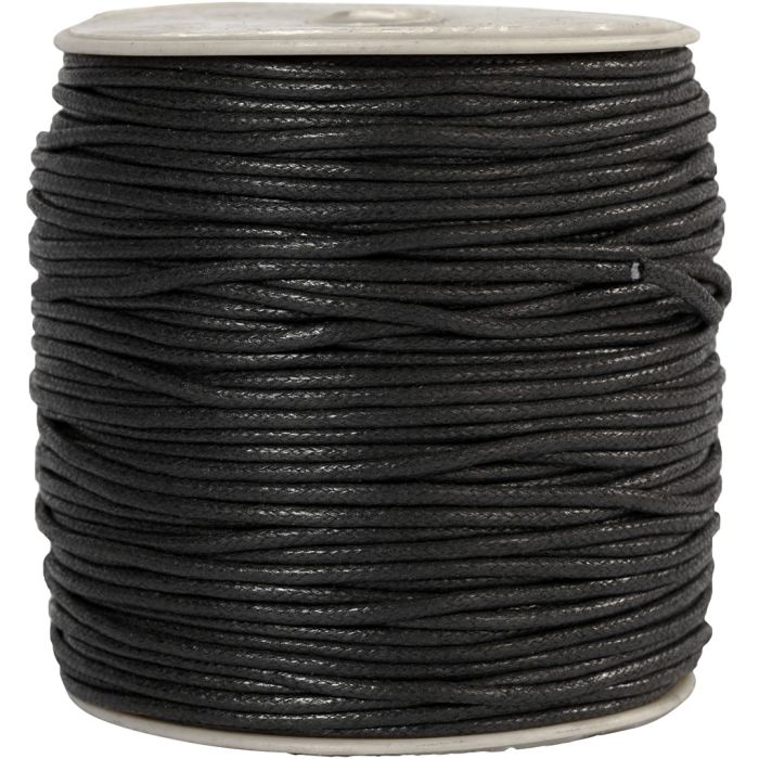 Baumwollband, Dicke 2 mm, Schwarz, 100 m/ 1 Pck