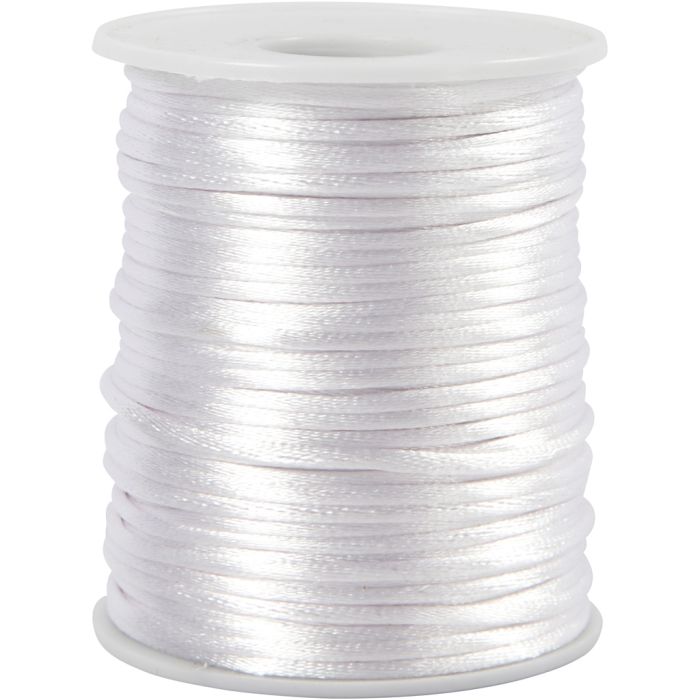 Satinband, Dicke 2 mm, Weiß, 50 m/ 1 Rolle