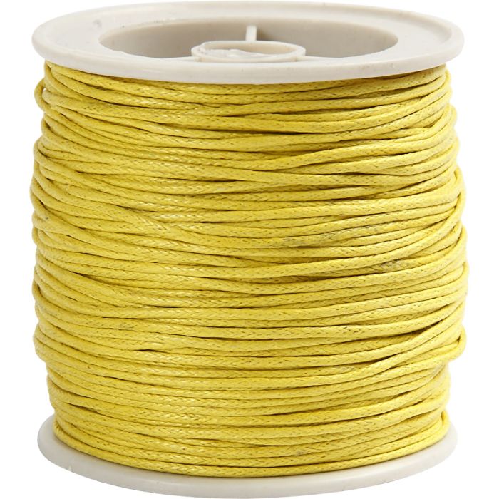 Baumwollschnur, Dicke 1 mm, gewachst, Gelb, 40 m/ 1 Rolle