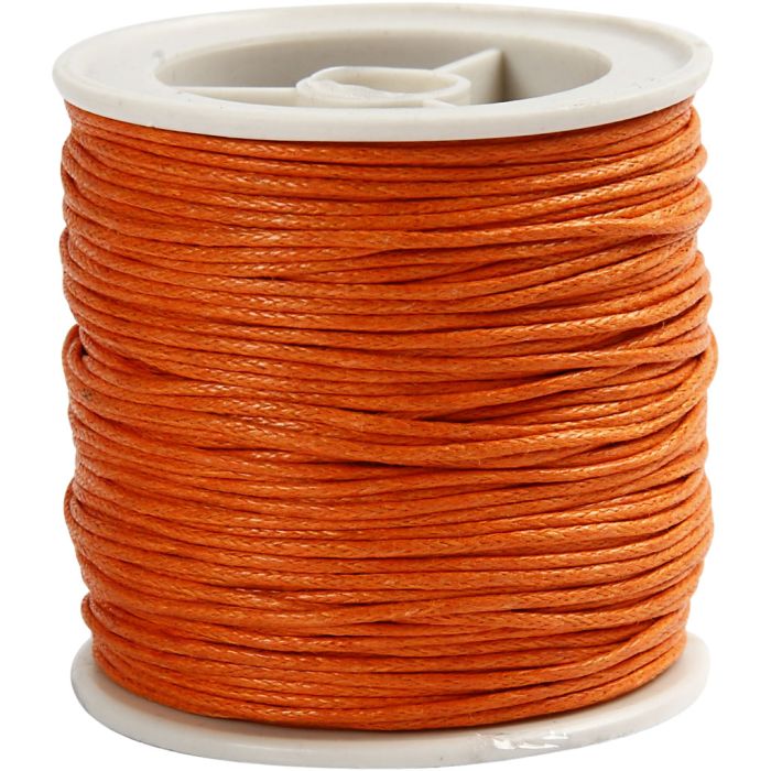 Baumwollschnur, Dicke 1 mm, gewachst, Orange, 40 m/ 1 Rolle
