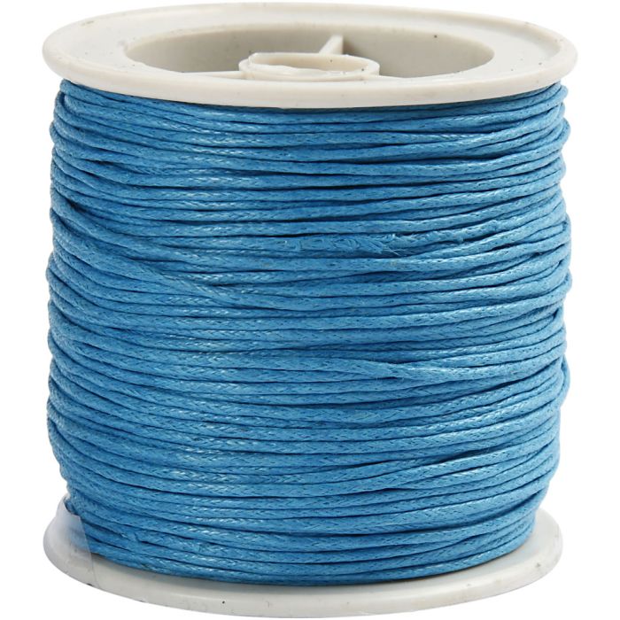 Baumwollschnur, Dicke 1 mm, gewachst, Türkis, 40 m/ 1 Rolle