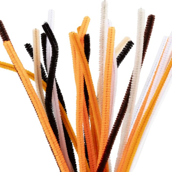 Pfeifenreiniger, L 30 cm, Dicke 6 mm, Halloween Farben, 25 sort./ 1 Pck