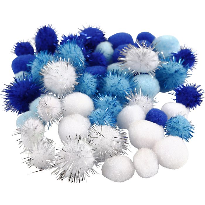 Pompons, D 15+20 mm, Sortierte Farben, 48 Stk/ 1 Pck