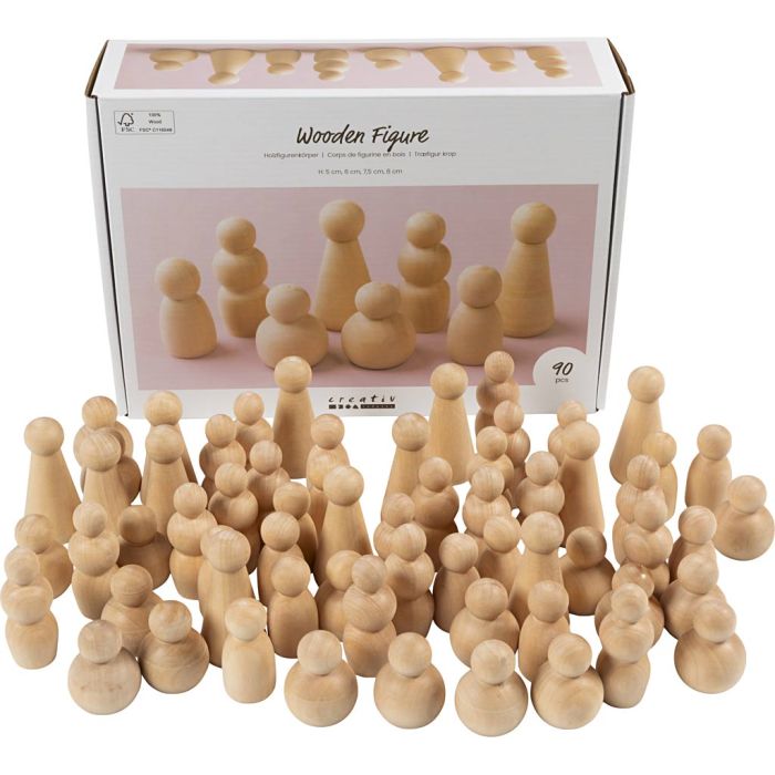 Holzfigurenkörper, H 5-8 cm, 90 sort./ 1 Pck
